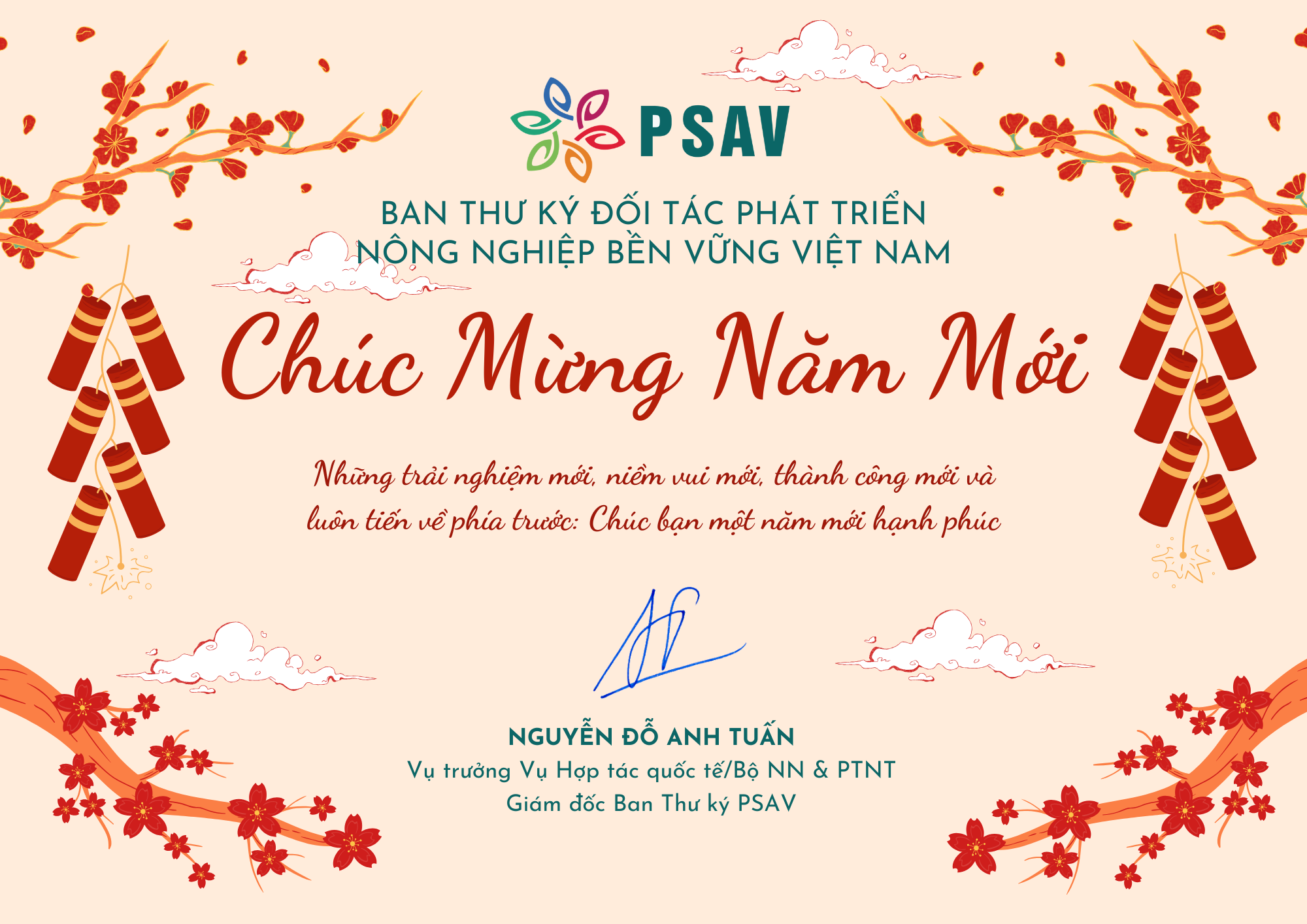 Thư chúc mừng năm mới của Ban thư ký Đối tác phát triển bền vững nông nghiệp Việt Nam (PSAV)